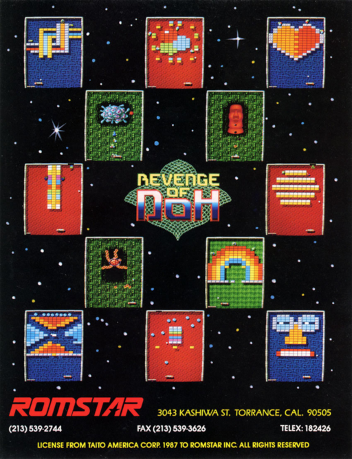 Arkanoid - Revenge of DOH (US) Arcade Game Cover